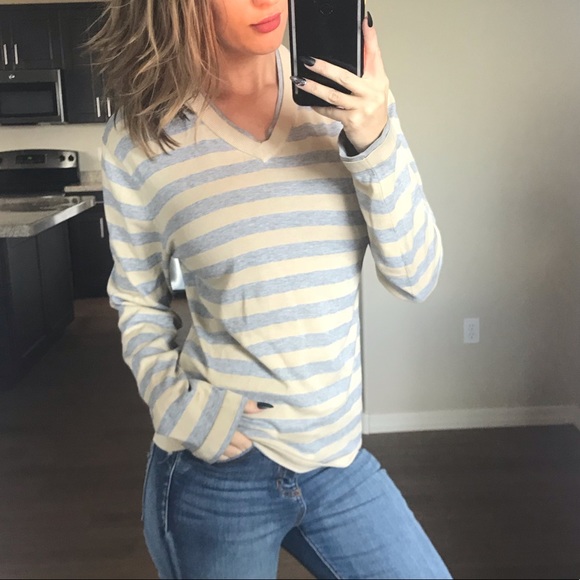 Michael Kors Sweaters - Michael Kors Striped Gray Layered Sweater Small